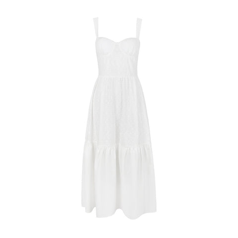 Jacquard Cotton White Slip Dress