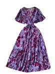 Vintage Ruffled Floral Chiffon Dress