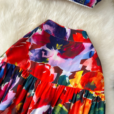 Camisole&Pleated Skirt Printed 2Pcs