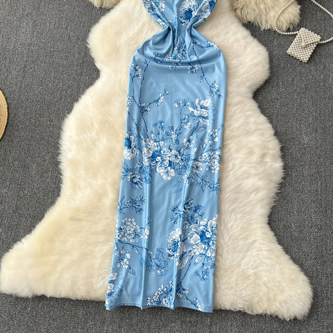 Elegant Printed Slim-fit Slip Dress