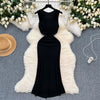 Premium Waist-slimming Sleeveless Black Dress