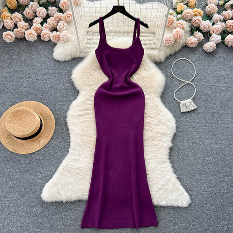 Simple Design Slim Knitted Dress