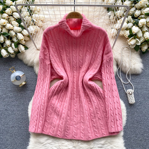 Simple Design Turtleneck Thermal Sweater