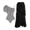 Vintage Striped One-piece Swimwear&Skirt 2Pcs