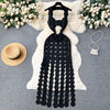 Irregular Design Hollowed Black Slip Dress