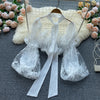 Fairy Bow Lace-up Embroidery Chiffon Shirt