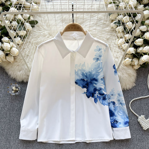 Oil Painting Printed White Shirt