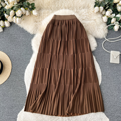 Draped Pleated Knitted Half-body Skirt