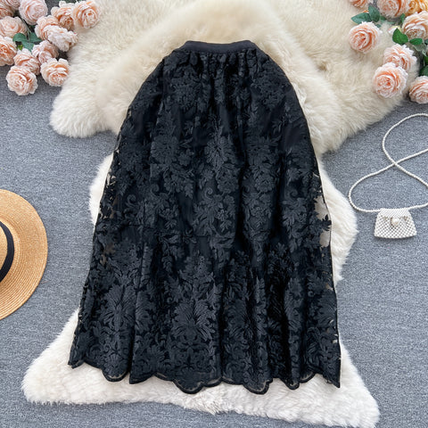 Fairy Embroidery Mesh Half-body Skirt