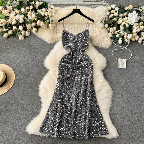 Party Sequined Fishtail Slip Dress