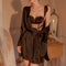 Hollowed Lace Lounge Dress&Robe 2Pcs