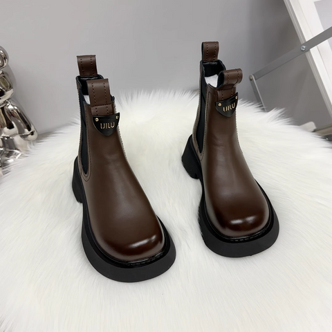 Solid Color Chunky Smokey Boots