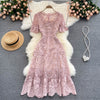 Round Neck Pink Lace Dress