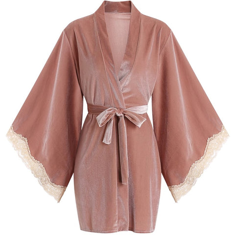 Backless Ruffled Lace Dress&Lounge Robe