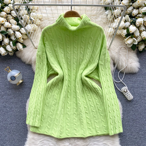 Simple Design Turtleneck Thermal Sweater