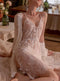 Hollowed Embroidered Lounge Dress&Robe