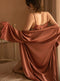 Lace-up Slip Dress&Satin Lounge Robe