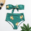 Pleated-edge Knotted High-waisted Swimsuit