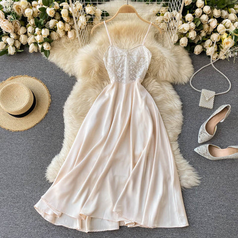 Elegant Embroidered Slim-fit Halter Dress