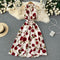 Printed Lace-up Waist-skimming Dress