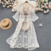 Embroidered Shawl&Woven Bustier&Shorts 3Pcs