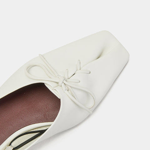 Soft Leather Mules With Square Bow