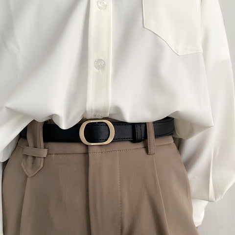Non-perforated Metal Buckle Belt