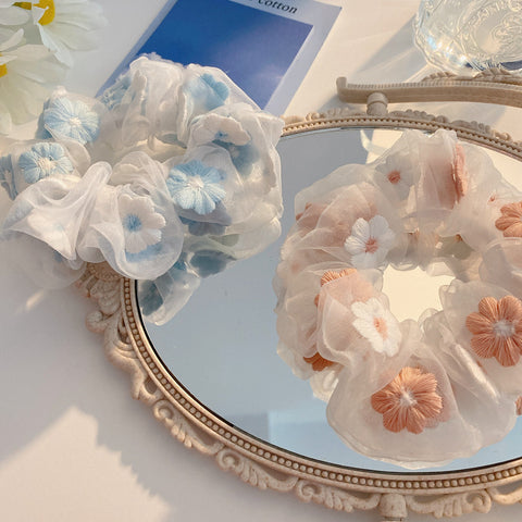 Embroidered Floral Organza Hair Cord