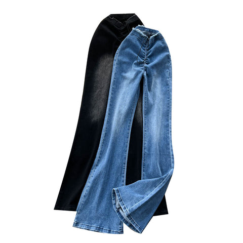 Korean Style Fur-trimmed Flared Jeans
