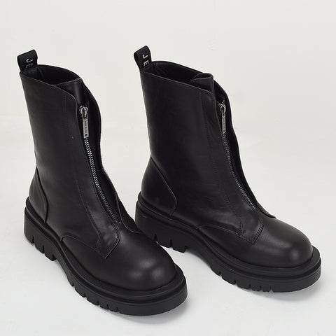 Letters Thick-soled Front Zipped Martin Boots