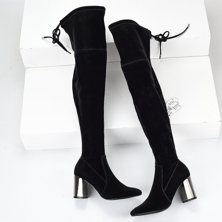 Stretchy Thighhigh Black Boots irococo