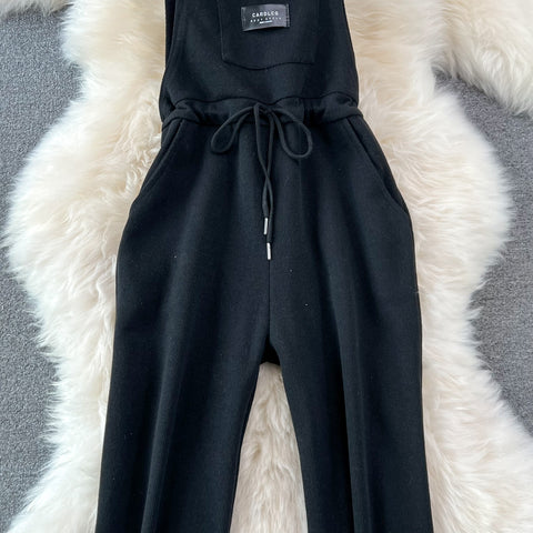 Korean Style Lace-up Casual Jumpsuit