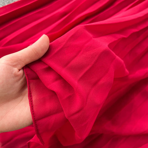 Color Blocking Ruffled Pleat Dress