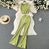 Vintage Knitted Vest&Flared Trousers 2Pcs