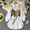 Camisole&White Shirt Dress 2Pcs Set