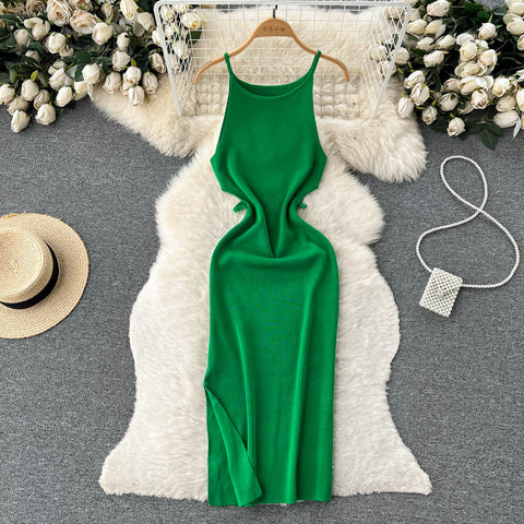 Chic Solid Color Sleeveless Camisole Dress