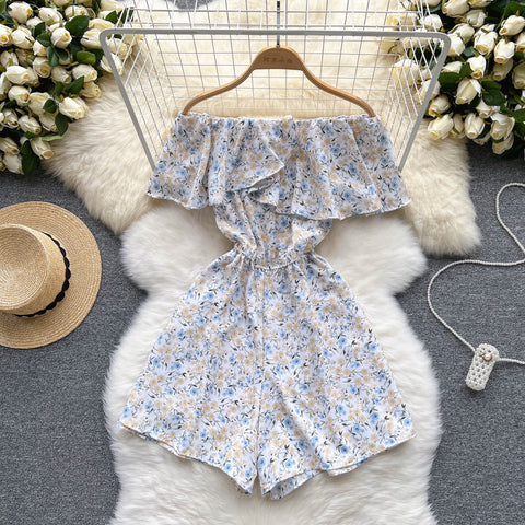 Strapless Floral Ruffled Jumpsuits
