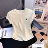 Slim-fitting Pleated Embroidery T-shirt