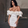 Ruffled Off-shoulder Fishbone Dress