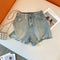 Loose-fitting Ripped Denim Shorts