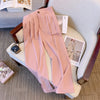 Pink Ice Silk Pleated Straight-leg Pants