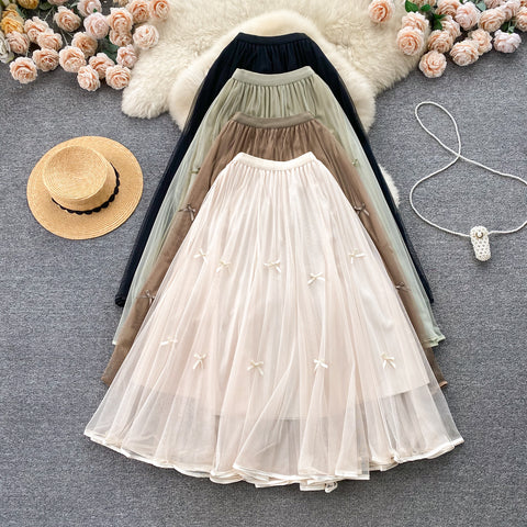 Fairy Bow Elastic Mesh Skirt