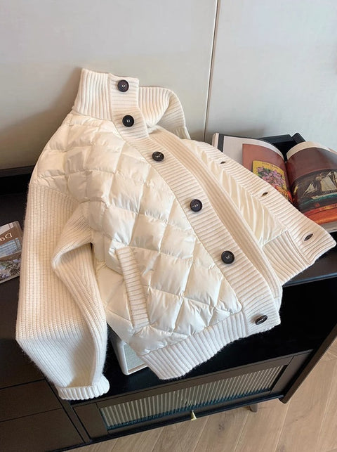 Sweater Patchwork Lattice Cotton Jacket