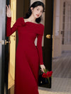 Twisted Knot Wine Red Knitted Dress