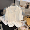 White Hollowed Knit Cardigan Top