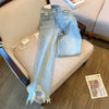 Raw-edge Ripped Straight Jeans
