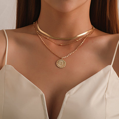 Round Tag Multi-Layered Necklace