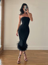 Furry Hem Patchwork Black Dress