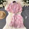 3d Floral Shirt&Puffy Skirt 2Pcs