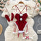 Christmas Lace Trim Velvet Romper